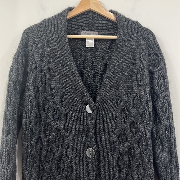 Anthropology Elsamanda Long Knitted Cardigan Sweater Jacket Wool Alpaca Blend M - Picture 2 of 13